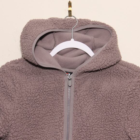 Fila Gray Sherpa Fleece Hoodie Jacket Size Small - Picture 2 of 10